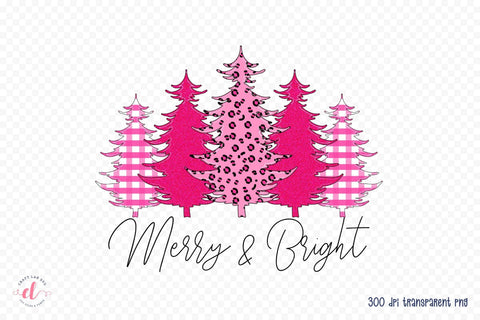 Merry & Bright PNG | Pink Christmas Sublimation Sublimation CraftLabSVG 