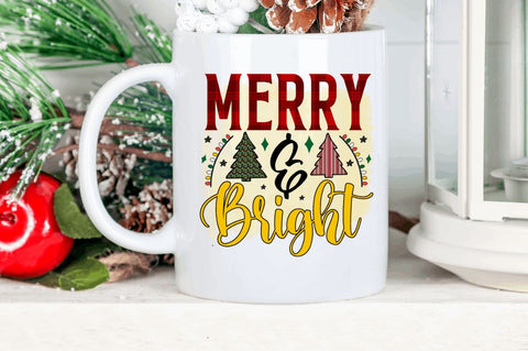 Merry & bright Sublimation PNG, Sublimation Christmas Design Sublimation Regulrcrative 