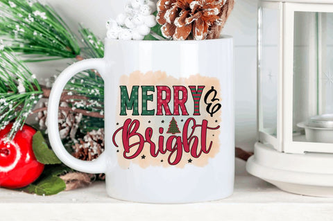 Merry & bright Sublimation PNG, Sublimation Christmas Design Sublimation Regulrcrative 