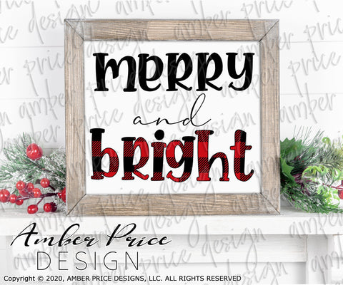 Merry & Bright SVG | Buffalo Check Christmas SVGs PNG DXF SVG Amber Price Design 