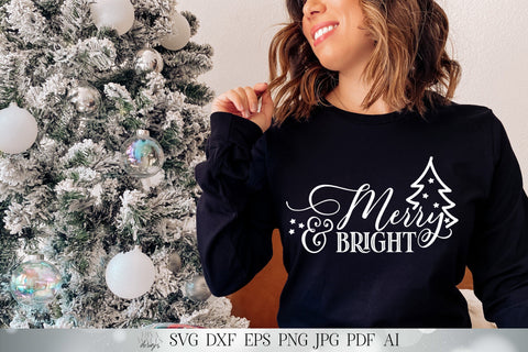Merry & Bright SVG | Christmas SVG | Christmas Tree SVG | Farmhouse svg | dxf and more! | Printable SVG Diva Watts Designs 