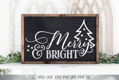 Merry & Bright SVG | Christmas SVG | Christmas Tree SVG | Farmhouse svg | dxf and more! | Printable SVG Diva Watts Designs 