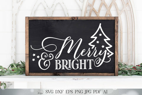 Merry & Bright SVG | Christmas SVG | Christmas Tree SVG | Farmhouse svg | dxf and more! | Printable SVG Diva Watts Designs 