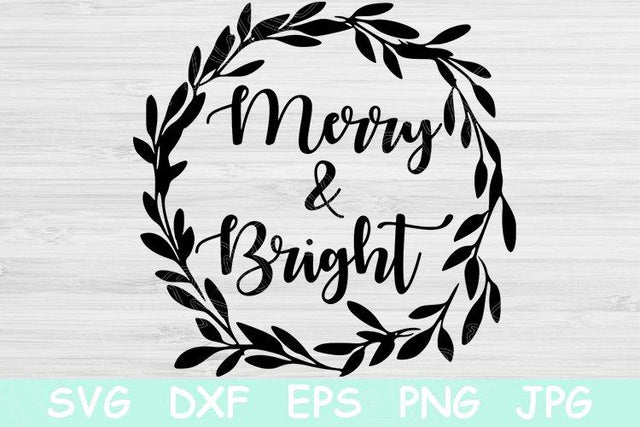 Merry & Bright Svg File Saying with Wreath. Winter Svg Cut Files for Cricut and Silhouette. Hand Lettered Christmas Svg Stencil for Decals. SVG TiffsCraftyCreations 