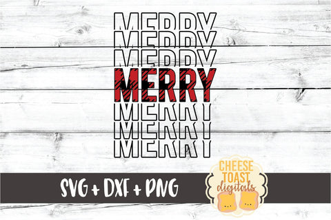 Merry - Buffalo Plaid Christmas Mirror Word SVG PNG DXF Cut Files SVG Cheese Toast Digitals 