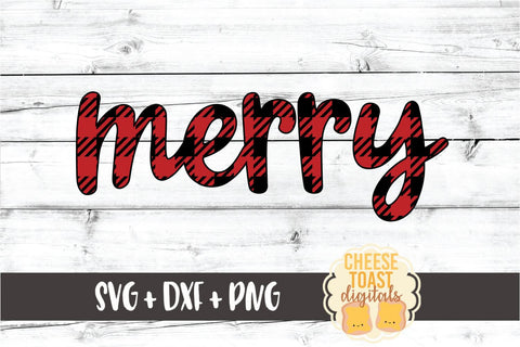 Merry - Buffalo Plaid Christmas SVG PNG DXF Cut Files SVG Cheese Toast Digitals 