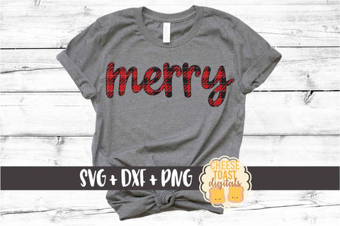 Merry - Buffalo Plaid Christmas SVG PNG DXF Cut Files SVG Cheese Toast Digitals 