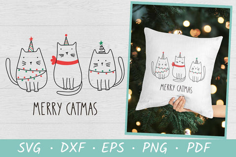 Merry Catmas SVG, Funny cartoon Merry Christmas cats SVG SVG Irina Ostapenko 