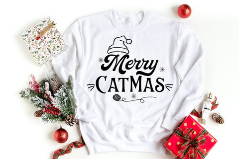 Merry Catmas SVG I Christmas Cat I Holiday Cat Ornaments SVG SVG Happy Printables Club 