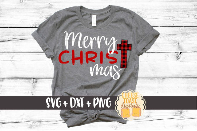 Merry Christ Mas - Buffalo Plaid Cross - Christmas SVG Files SVG Cheese Toast Digitals 