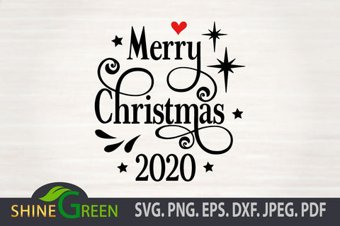 Merry Christmas 2020 SVG - Ornament Round Sign SVG Shine Green Art 