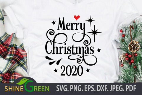 Merry Christmas 2020 SVG - Ornament Round Sign SVG Shine Green Art 