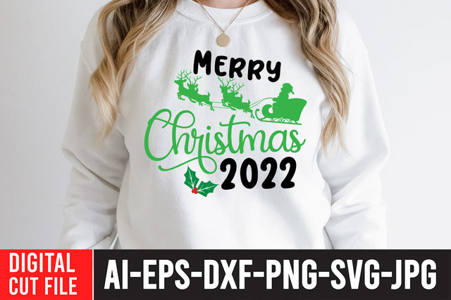 Merry Christmas 2022 SVG Cut File , Merry Christmas 2022 SVG Quotes SVG BlackCatsMedia 