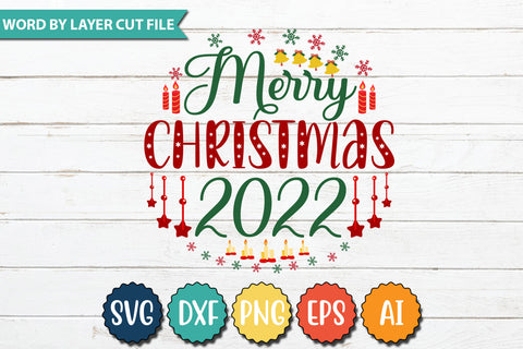 MERRY CHRISTMAS 2022 SVG CUT FILE,SVGs,quotes-and-sayings,food-drink,mini-bundles,print-cut,on-sale, SVG DesignPlante 503 