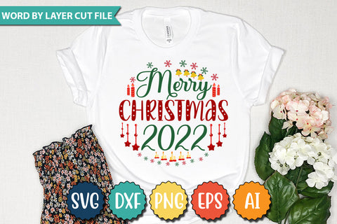 MERRY CHRISTMAS 2022 SVG CUT FILE,SVGs,quotes-and-sayings,food-drink,mini-bundles,print-cut,on-sale, SVG DesignPlante 503 