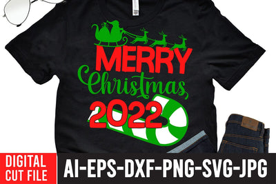 Merry Christmas 2022 SVG ,Merry Christmas 2022 SVG Cut File , Merry Christmas 2022 PNG SVG BlackCatsMedia 