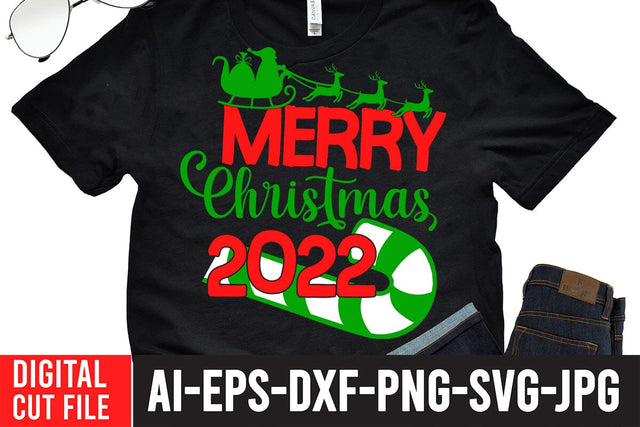 Merry Christmas 2022 SVG ,Merry Christmas 2022 SVG Cut File , Merry Christmas 2022 PNG SVG BlackCatsMedia 
