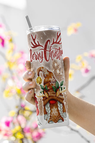 "Merry Christmas 20oz Skinny Tumbler, Christmas Gnomes Tumbler Wrap , Santa Gnomes Tumbler PNG Instant Download, PNG Sublimation " Sublimation CaldwellArt 