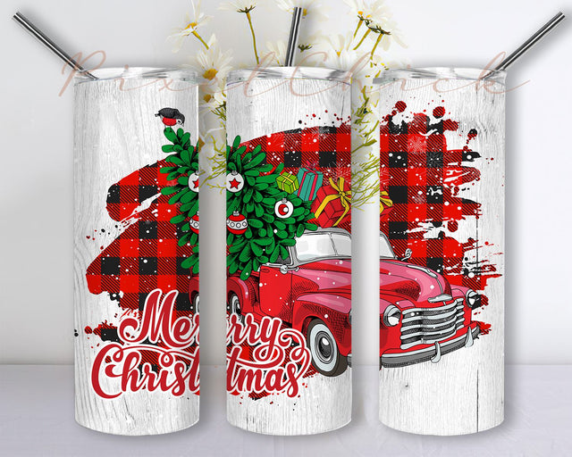 Merry Christmas 20oz Skinny Tumbler Design, Merry Christmas Tumbler Png, Instant Download, Christmas Seamless Sublimation Designs Downloads Sublimation PixelChick 