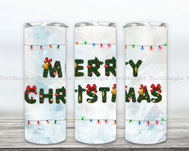 Merry Christmas 20oz Skinny Tumbler Design, Merry Christmas Tumbler Png, Instant Download, Christmas Seamless Sublimation Designs Downloads Sublimation ToriDesigns 