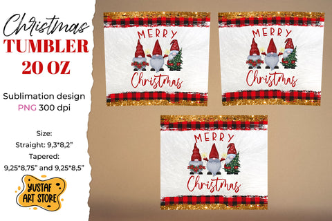 Merry Christmas 3 gnome tumbler 20 oz sublimation design Sublimation Yustaf Art Store 