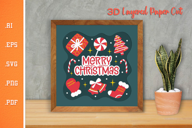 Merry Christmas - 3D Layered Paper Cut SVG 7 SVG Slim Studio 
