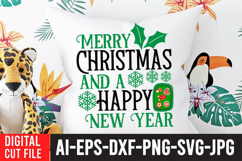 Merry Christmas And a Happy New Year SVG Cut File SVG BlackCatsMedia 