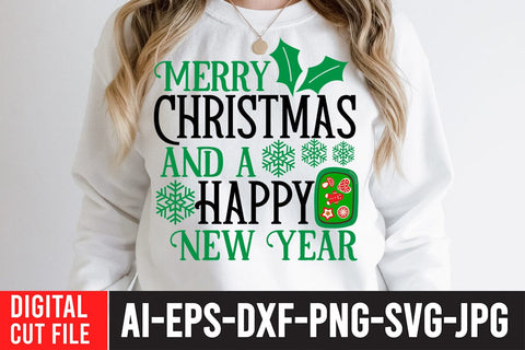 Merry Christmas And a Happy New Year SVG Cut File SVG BlackCatsMedia 