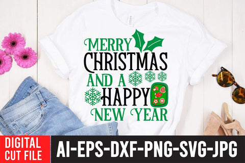 Merry Christmas And a Happy New Year SVG Cut File SVG BlackCatsMedia 