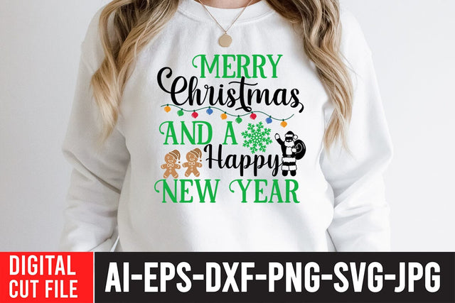 Merry Christmas And a Happy New Year SVG Cute File SVG BlackCatsMedia 