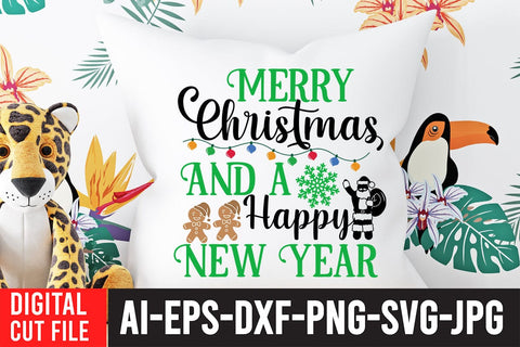Merry Christmas And a Happy New Year SVG Cute File SVG BlackCatsMedia 