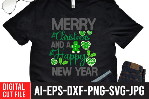 Merry Christmas And a Happy New Year SVG ,Merry Christmas And a Happy New Year SVG Cut File SVG BlackCatsMedia 
