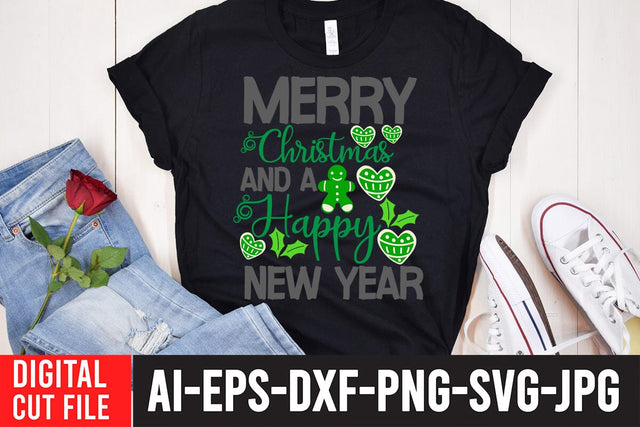 Merry Christmas And a Happy New Year SVG ,Merry Christmas And a Happy New Year SVG Cut File SVG BlackCatsMedia 