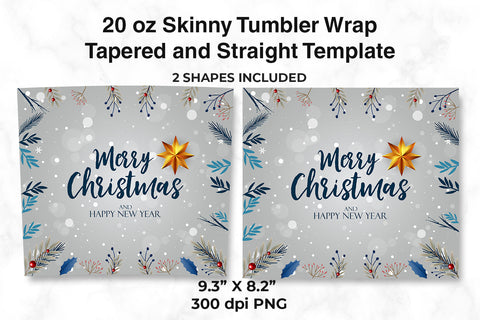 Merry Christmas And Happy New Year Skinny Tumbler Wrap, Tapered and Straight Template, Digital Download, sublimation graphics Sublimation Sublimatiz Designs 