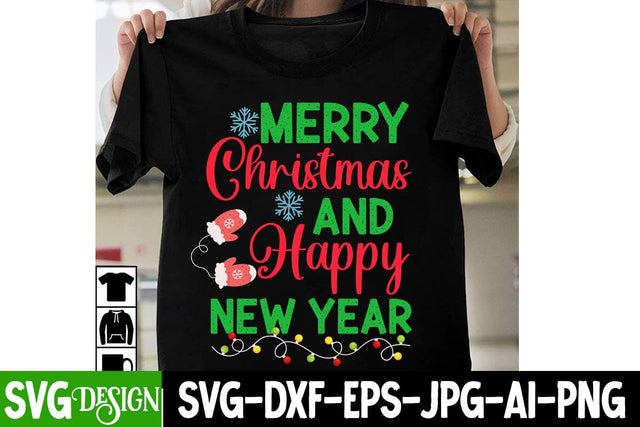 Merry Christmas And Happy New Year SVG Cut File ,Merry Christmas And Happy New Year Sublimation Design, Merry Christmas And Happy New Year SVG Design Quotes SVG BlackCatsMedia 
