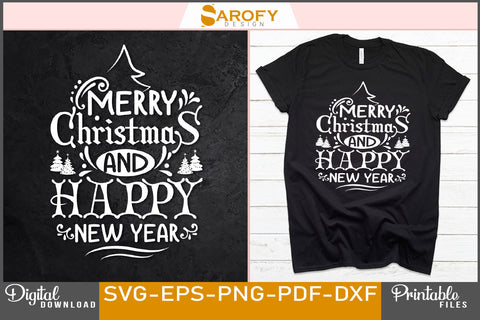 Merry Christmas And Happy New Year SVG File SVG Sarofydesign 