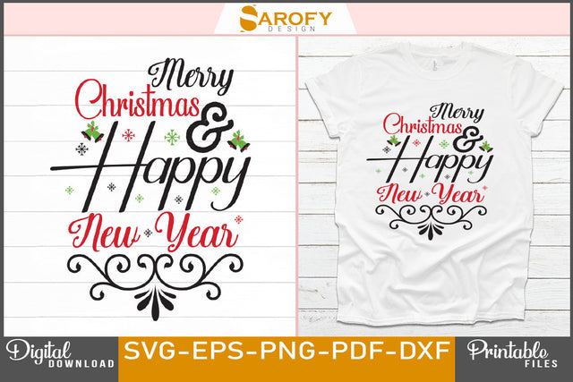 Merry Christmas And Happy New Year SVG File SVG Sarofydesign 