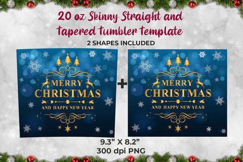 Merry Christmas and Happy New Year Tumbler Sublimation Template 20 oz Sublimation Sublimatiz Designs 