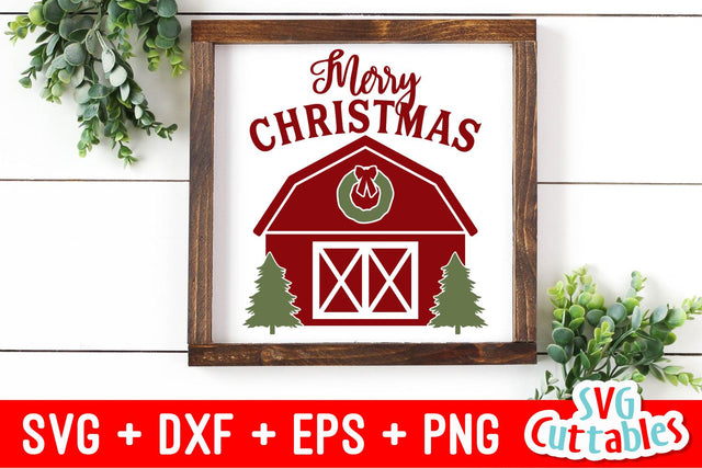 Merry Christmas Barn SVG Svg Cuttables 