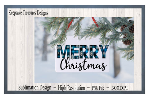 Merry Christmas, Blue Buffalo Plaid, Sublimation PNG Design Sublimation Keepsake Treasures Designs LLC. 
