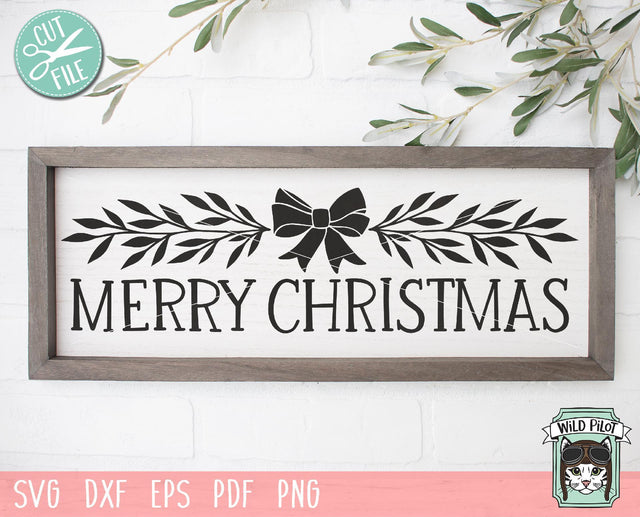 Merry Christmas Bow SVG Cut File SVG Wild Pilot 