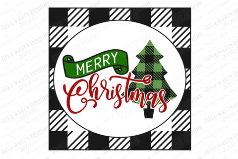 Merry Christmas | Buffalo Check / Plaid | Christmas Tree Design | Cutting File and Printable | SVG DXF PNG and More! | Farmhouse Sign SVG Diva Watts Designs 
