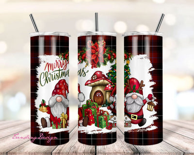 Merry Christmas Buffalo Gnome 20oz Skinny Tumbler Sublimation Designs Santa Box for Straight / Tapered Tumbler PNG File Digital Download Sublimation TrendingDesign 