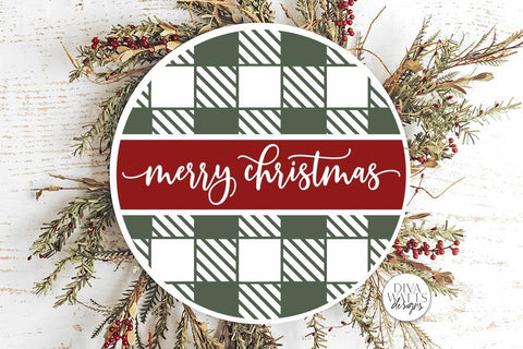 Merry Christmas Buffalo Plaid Round SVG | Winter Design SVG Diva Watts Designs 