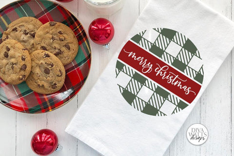 Merry Christmas Buffalo Plaid Round SVG | Winter Design SVG Diva Watts Designs 