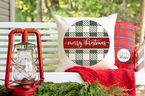 Merry Christmas Buffalo Plaid Round SVG | Winter Design SVG Diva Watts Designs 