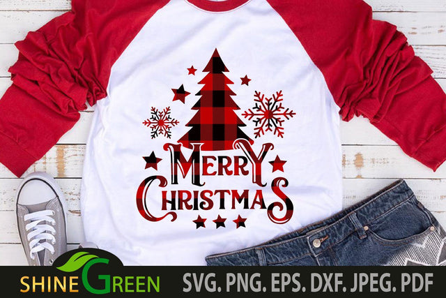 Merry Christmas Buffalo Plaid SVG for Cricut, Sublimation SVG Shine Green Art 