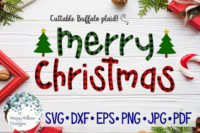 Merry Christmas | Buffalo Plaid SVG SVG Wispy Willow Designs 