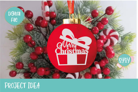 Merry Christmas Cake Topper SVG with Gift | Christmas Decor SVG OyoyStudioDigitals 