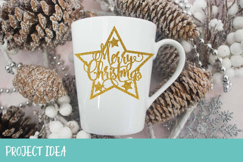 Merry Christmas Cake Topper SVG with Stars | Christmas Decor SVG OyoyStudioDigitals 